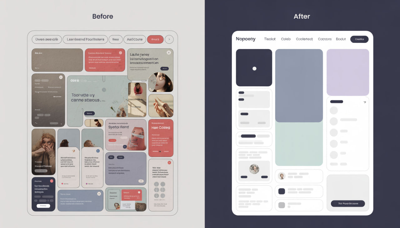 split screen before/after about ui ux design 