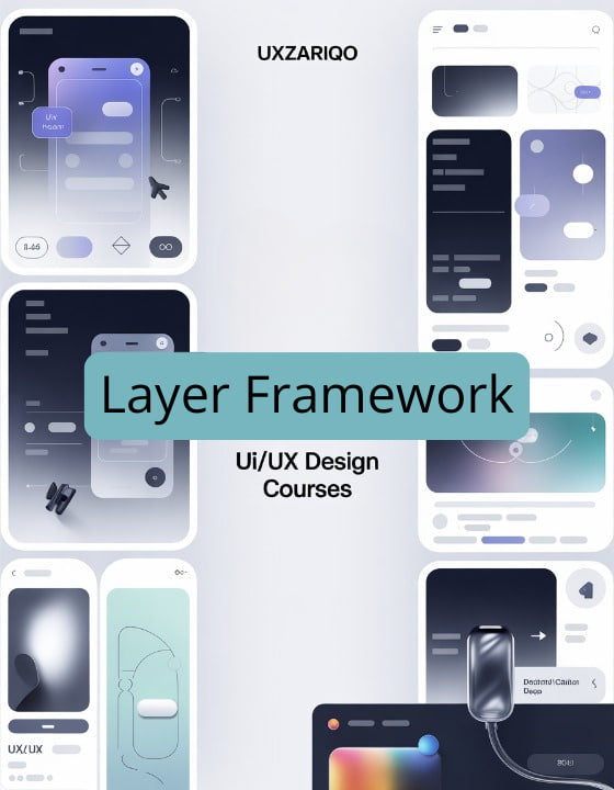 layer framework ux design with black and aqaumarine colors